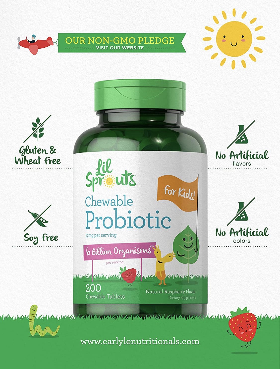 Chewable Probiotics for Kids | 3 Billion CFUs | Natural Raspberry Flavor - sharing