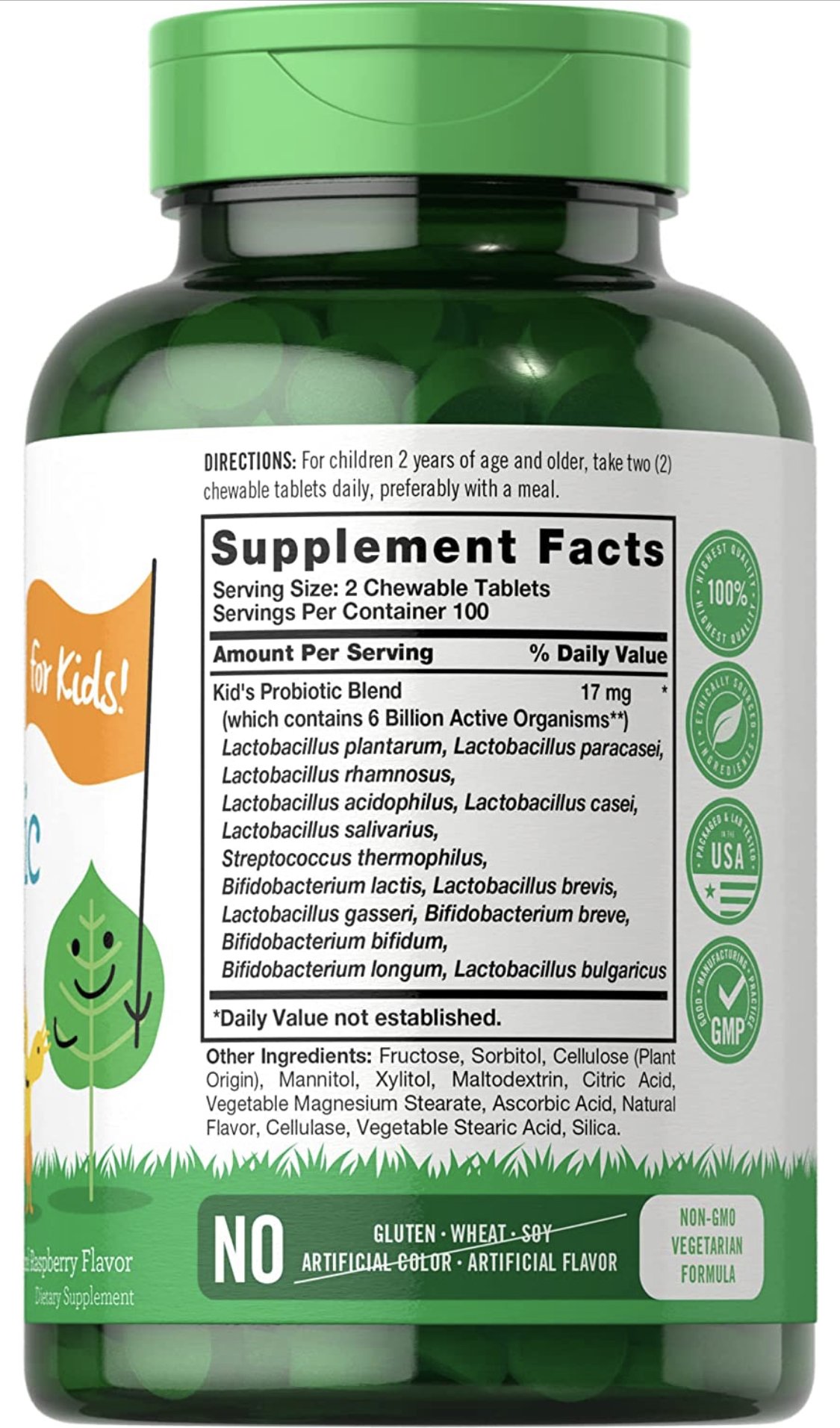 Chewable Probiotics for Kids | 3 Billion CFUs | Natural Raspberry Flavor - sharing