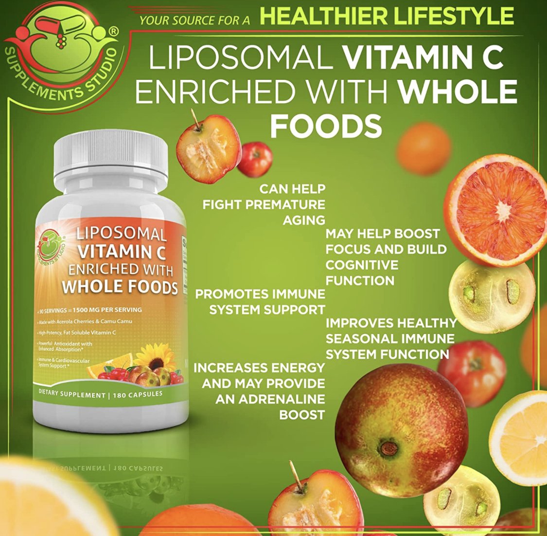 Liposomal Vitamin C - Organic Acerola Cherries & Camu Camu High Potency Vitamin C - sharing